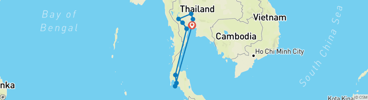 Map of Backpacking Thailand (21 days)