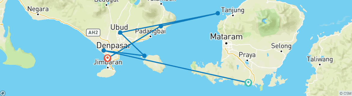 Map of Backpacking Bali (18 days)