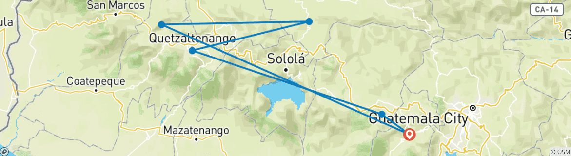 Image d'une carte montrant l'itinéraire du circuit