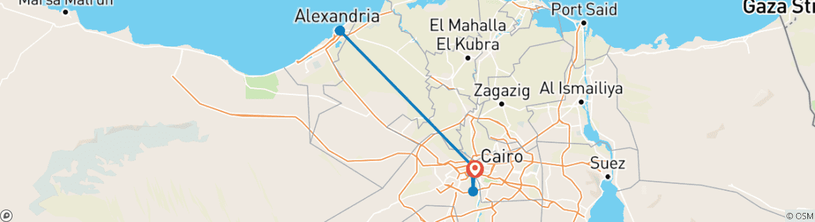 Carte du circuit Circuit touristique de 3 jours au Caire, à Gizeh et à Alexandrie avec hôtel, transferts aéroport et déjeuner