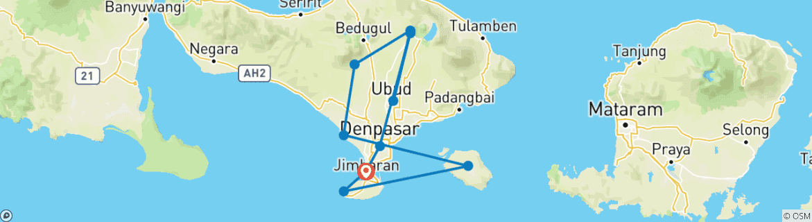 Map of Explore The Beauty of Bali in 14 Days