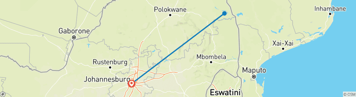 Map of 3 Day Lodge and Treehouse Kruger Park Safari