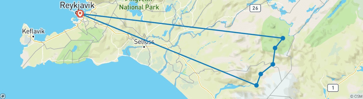 Image d'une carte montrant l'itinéraire du circuit