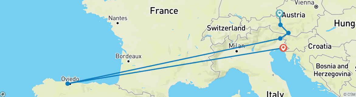 Foto van een kaart met de route van de rondreis