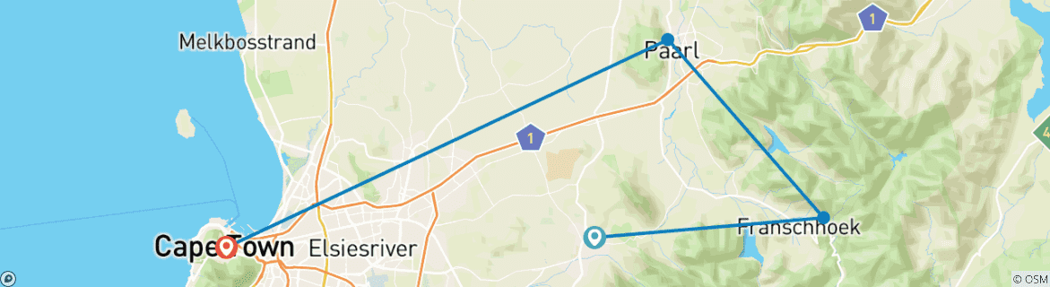 Image d'une carte montrant l'itinéraire du circuit