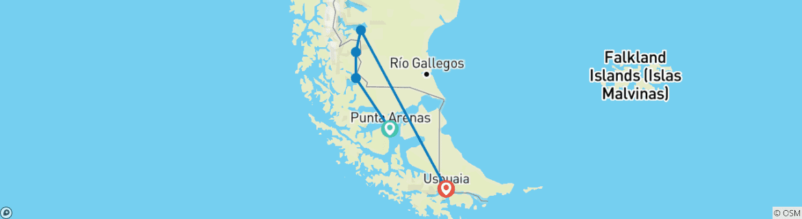 Map of 10 Days Traveling through Patagonia