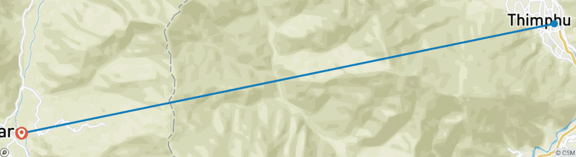 Carte du circuit Bhoutan Bliss : voyage dans la majesté de l'Himalaya (privé sur mesure)