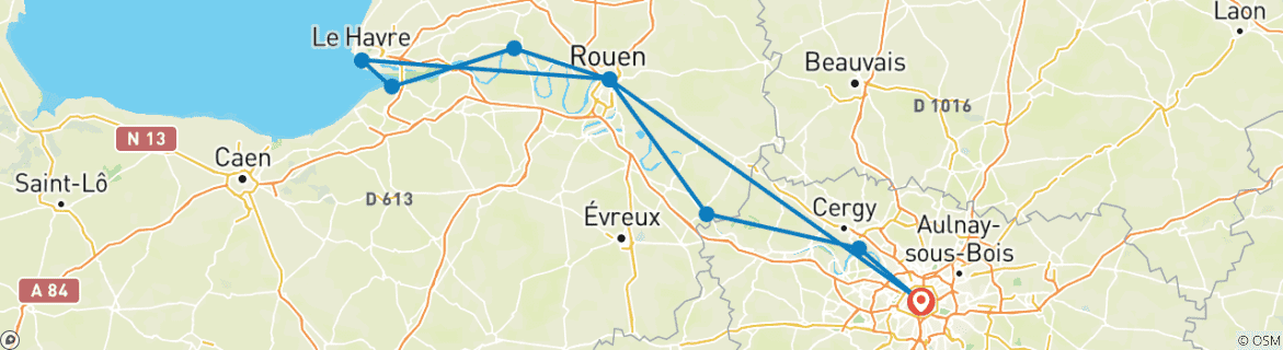 Map of Cruising the Seine - Paris & Northern France