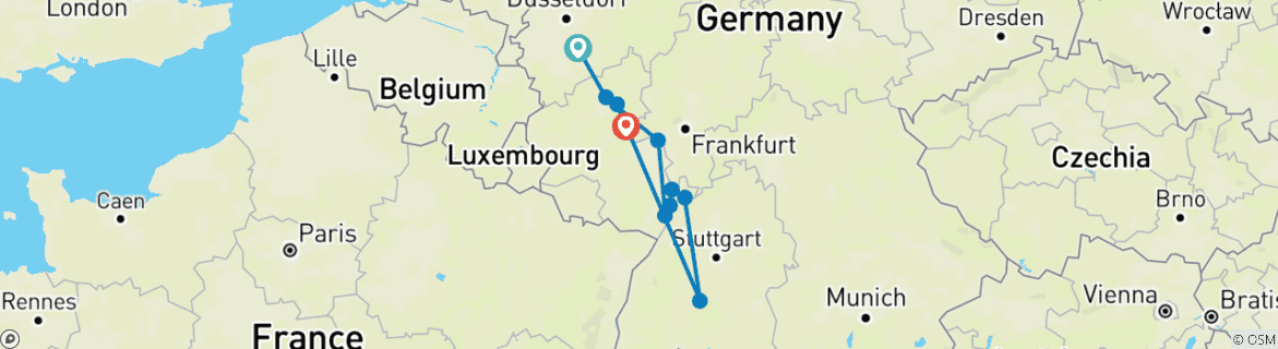 Image d'une carte montrant l'itinéraire du circuit