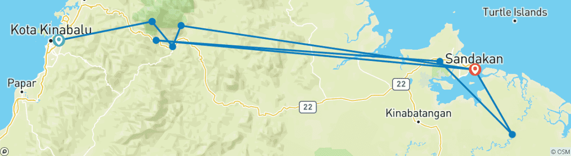 Carte du circuit Bornéo sauvage - Kota Kinabalu