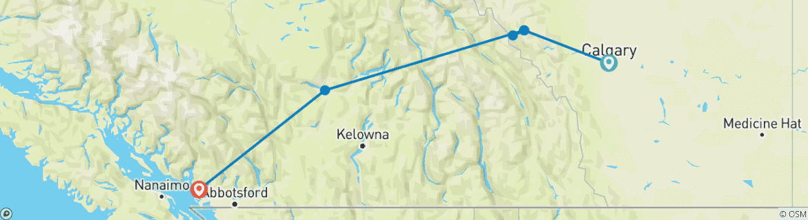 Map of Canada & The Rocky Mountaineer