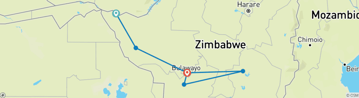 Map of 7 Days Breakaway  Zimbabwe