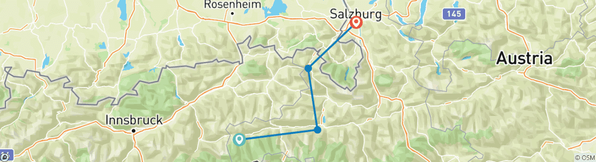 Map of Tauern Cycle Path, Krimml - Salzburg