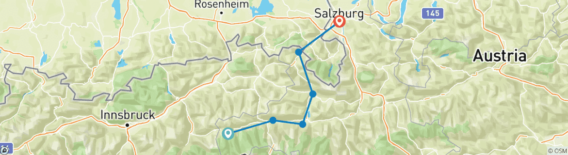 Map of Tauern Cycle Path for Families