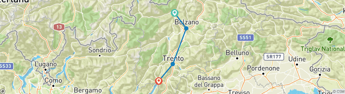 Map of From Merano to Lake Garda