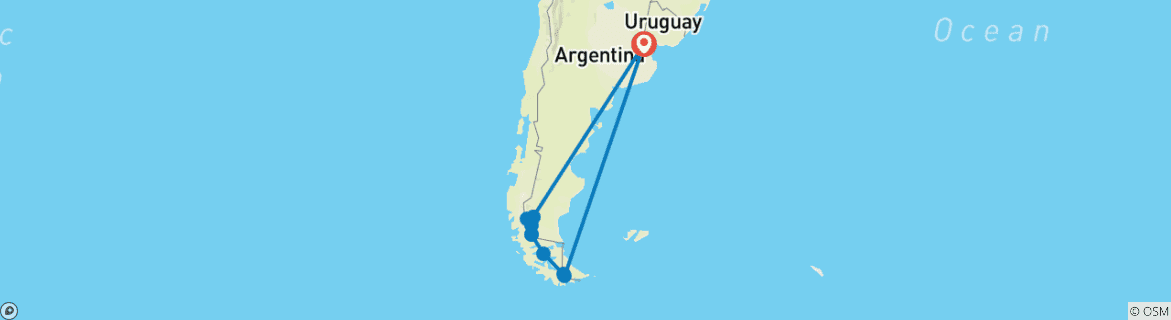 Map of Patagonia: Edge of the World featuring Argentina, Chile, and a 4-Night Patagonia Cruise (2024)