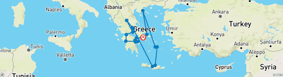 Karte von Griechenland Abenteuerreise mit griechischen Inseln