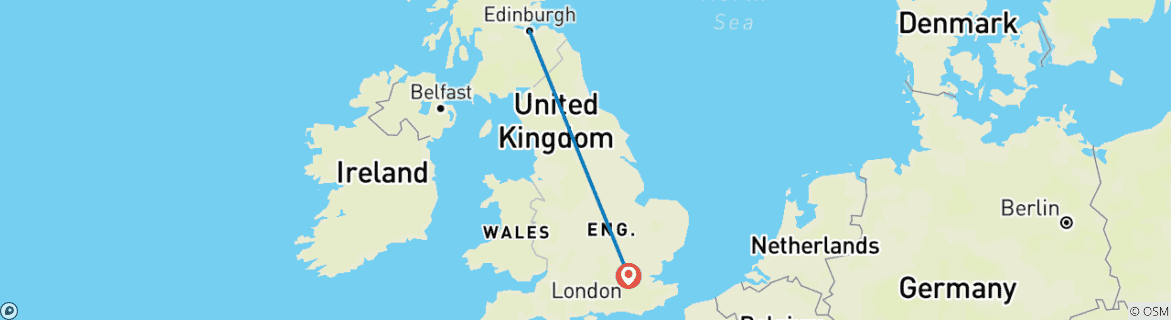 Map of Independent Edinburgh & London City Stay