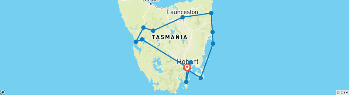 Map of Tasmania’s Most Iconic  in 11 Days