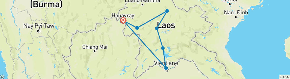 Map of 11-Days Laos Hightlights & Adventure Tours