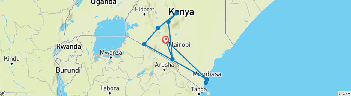 Map of CLASSIC BEST OF KENYA SAFARI AND BEACH