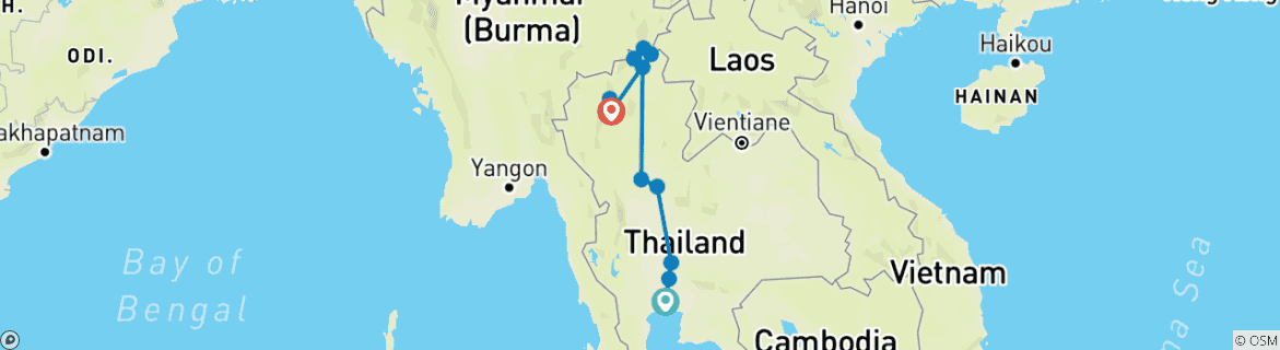 Map of Northern Ancient Kingdoms of Thailand 6 Days - Private Tour