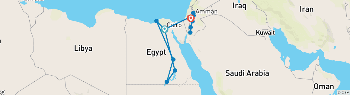 Map of Egypt and Jordan