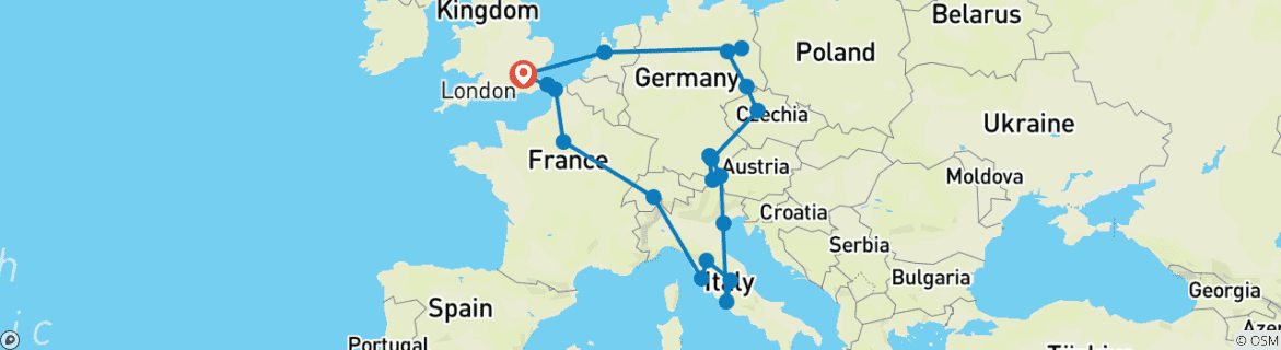 Image d'une carte montrant l'itinéraire du circuit