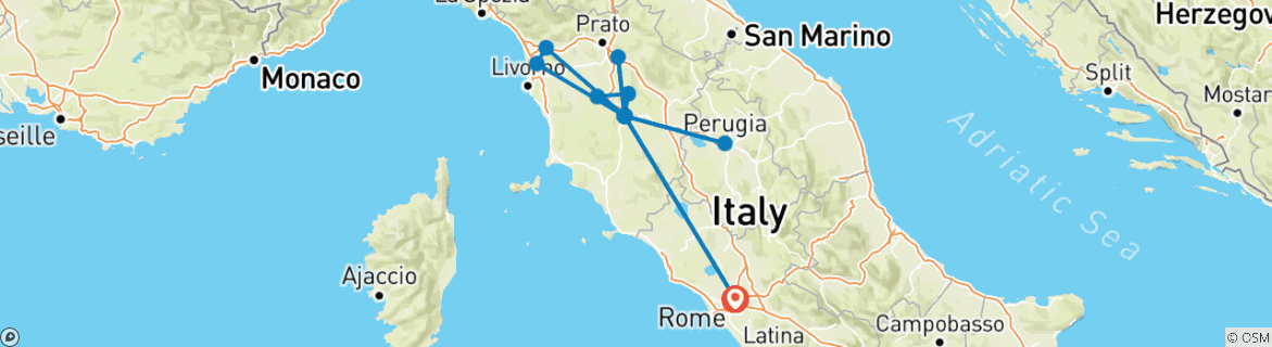 Carte du circuit Escapade en Toscane