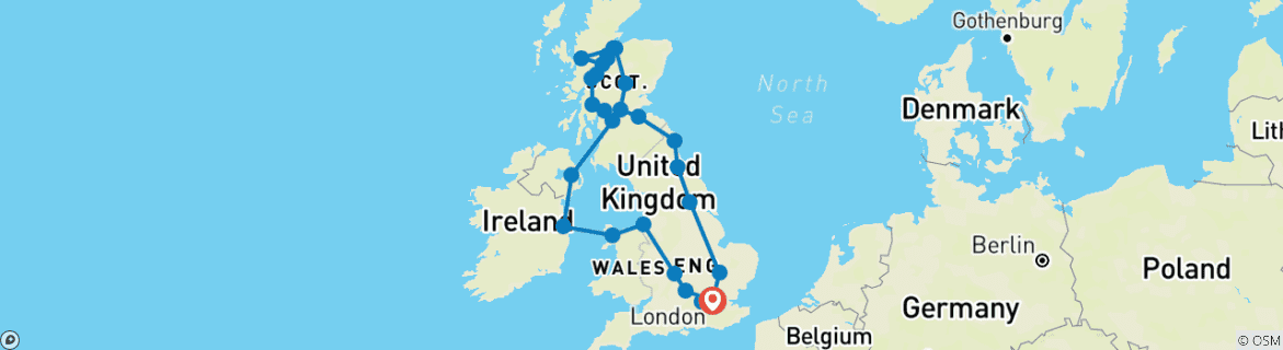 Image d'une carte montrant l'itinéraire du circuit