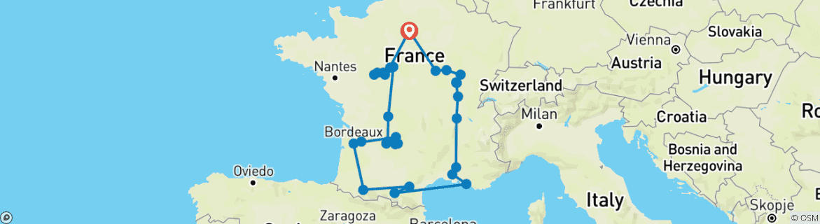 Map of Magnificent France (29 destinations)