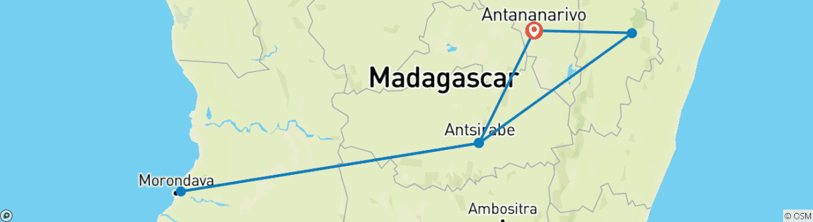 Map of Madagascar 9 Days Adventure – Baobabs and Lemurs