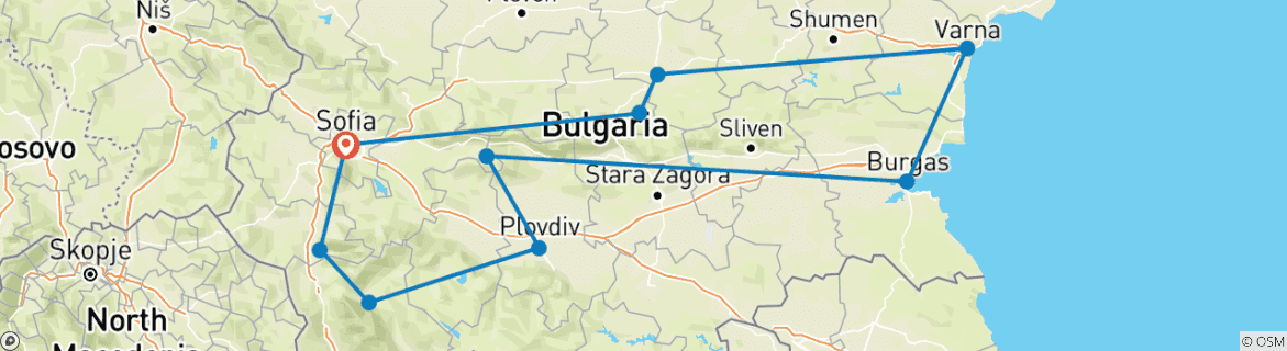 Map of Bulgaria by train: a colourful kaleidoscope of nature and traditions