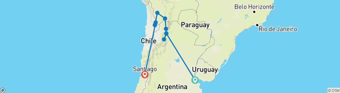 Map of Best of Argentina, Bolivia and Chile