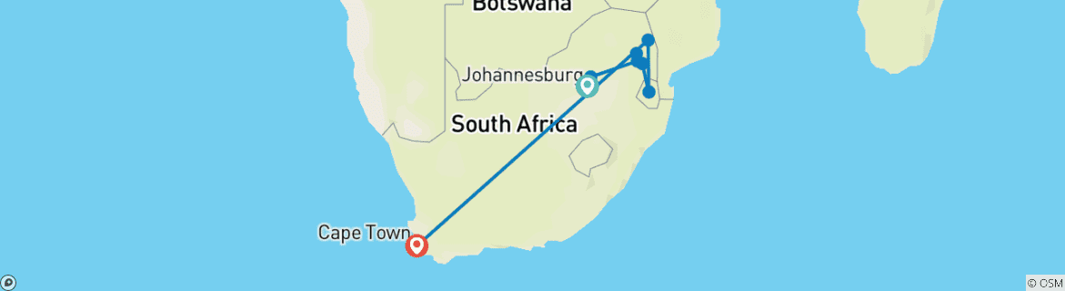 Image d'une carte montrant l'itinéraire du circuit