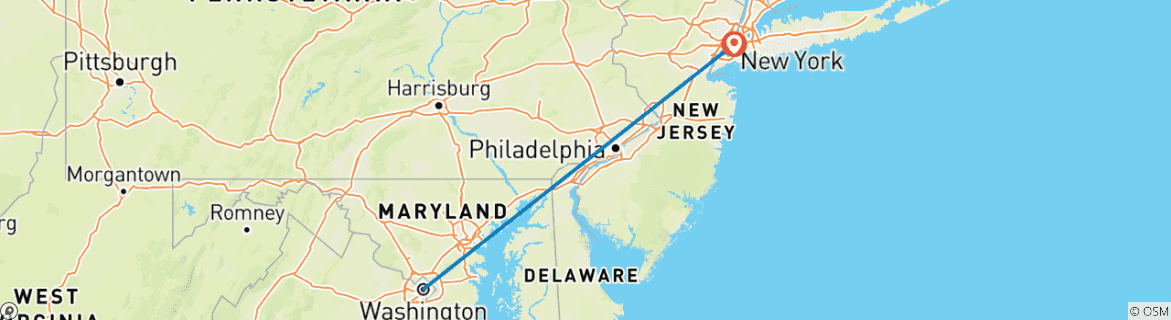 Karte von USA & Kanada mit New York, Niagarafälle & Washington DC - 8 Tage