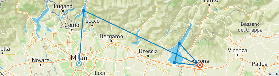 Mapa de Encantador Norte de Italia: De Milán a Verona