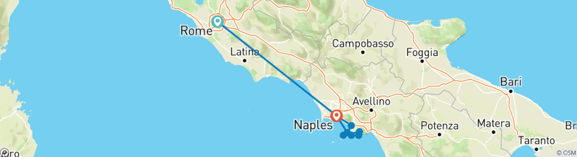 Map of Rome & Amalfi Coast Escapade