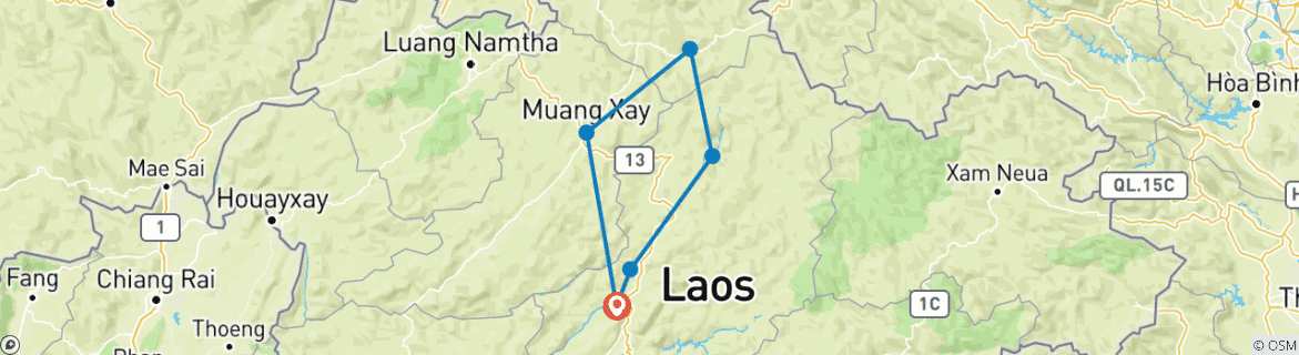 Map of 8 Days Northern Laos in Style