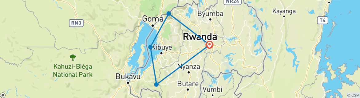 Map of 7 DAYS BEST OF RWANDA