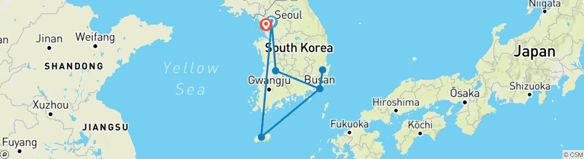 Map of Best of South Korea: Skylines, Temples & Island Adventures (from Seoul to Incheon)