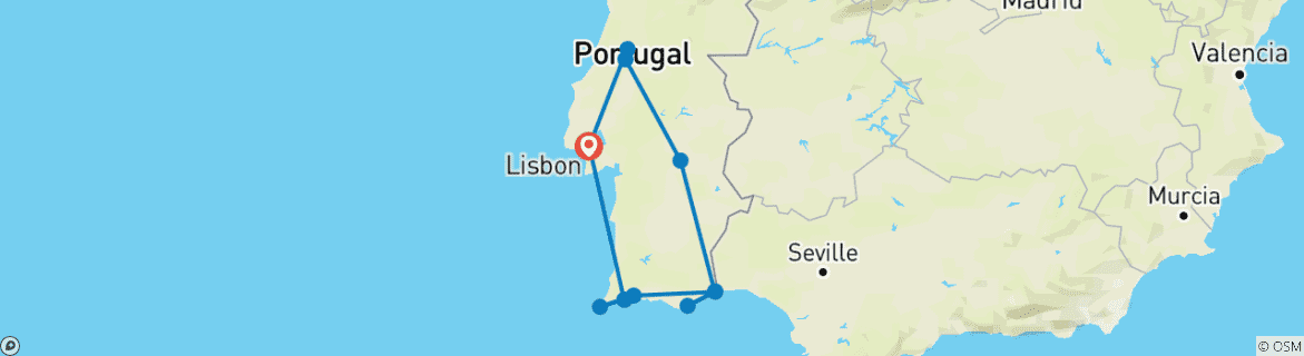 Karte von Südportugal Roadtrip: Hidden Backlands & Coast Adventure