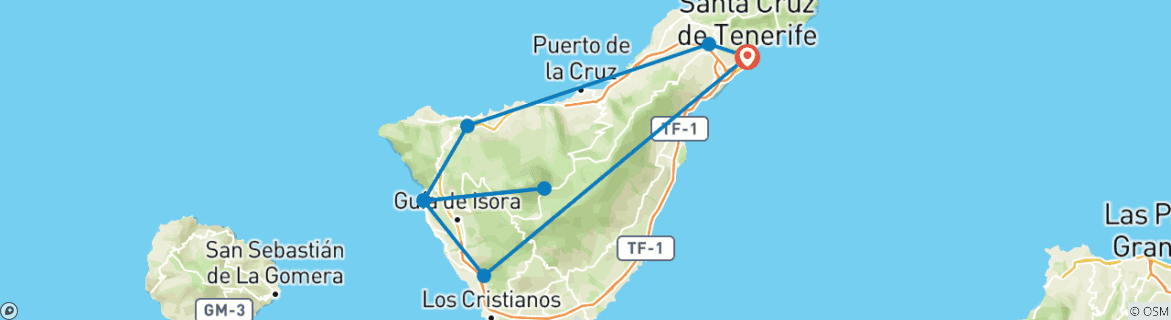 Karte von Teneriffa Roadtrip: Zwischen Vulkangipfeln & tosenden Wellen