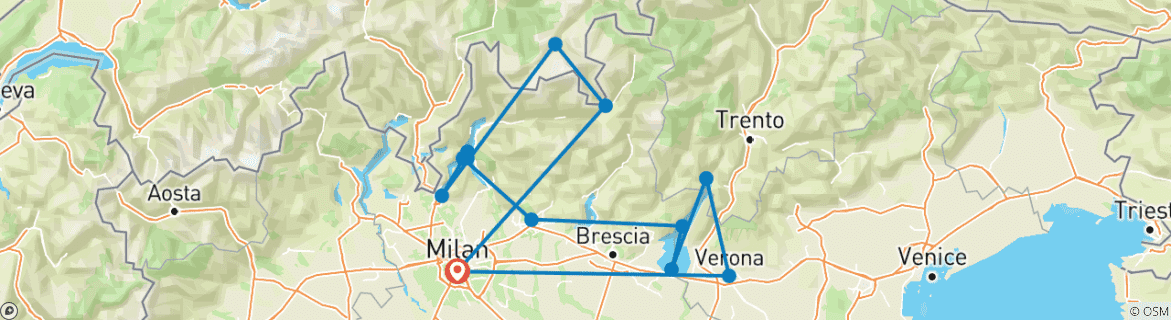 Mapa de El encanto de los Alpes: lagos italianos y Bernina exprés