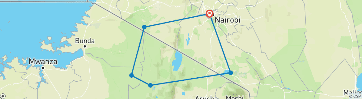 Karte mit der Reiseroute