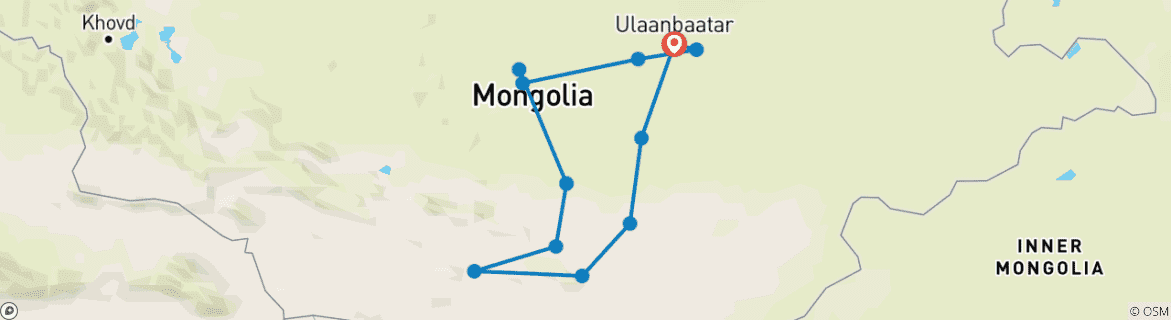 Image d'une carte montrant l'itinéraire du circuit