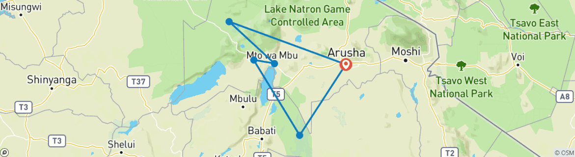 Karte mit der Reiseroute