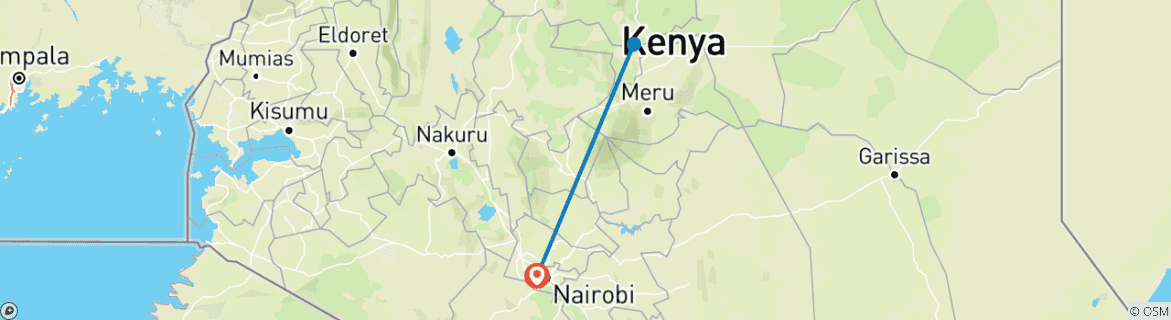 Map of 3 Days Samburu Flying Safari Package