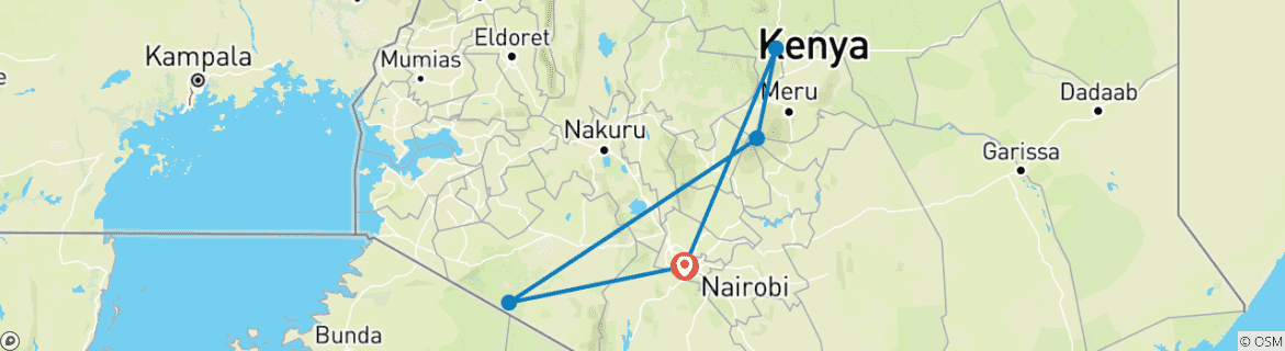 Foto van een kaart met de route van de rondreis