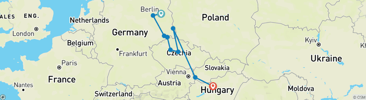 Foto van een kaart met de route van de rondreis